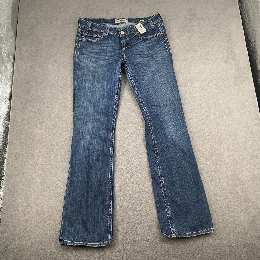 Mek Denim Bootcut Jeans Women 33x36 Blue Whiskered Stretch Streetwear Americana